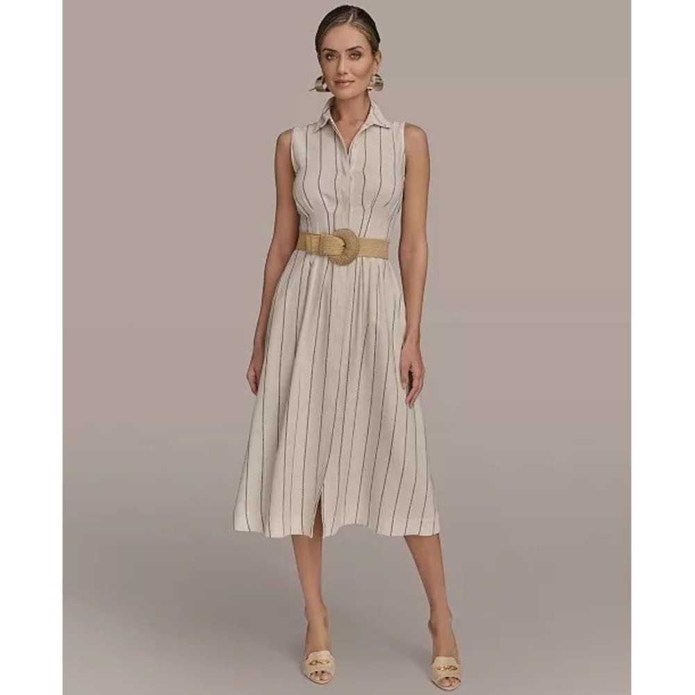 Donna Karan New York Women's Striped Belted Shirt Dress16 $189
